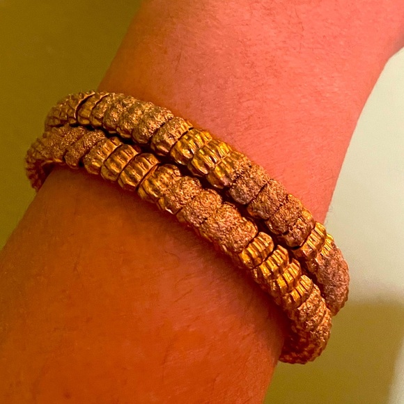 2 Piece Gold textured Bracelet set - Picture 4 of 6